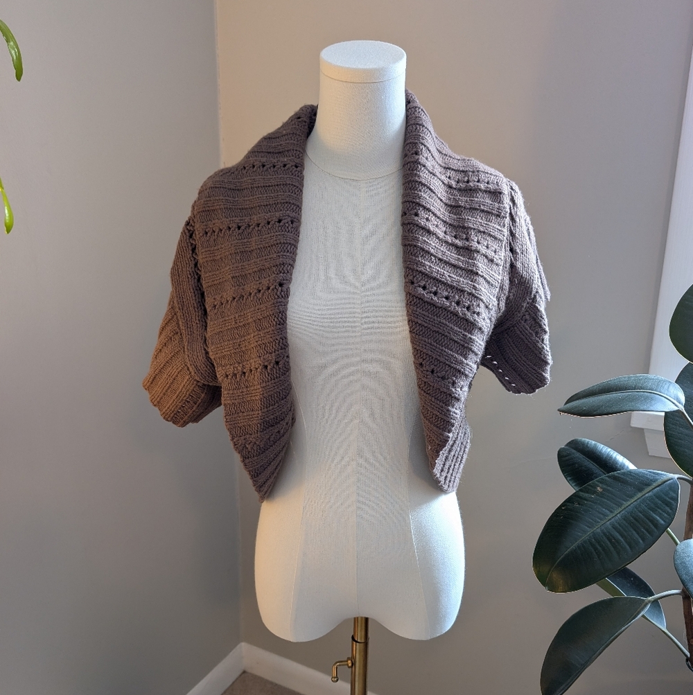 00s Knit Brown Shrug Wool Blend